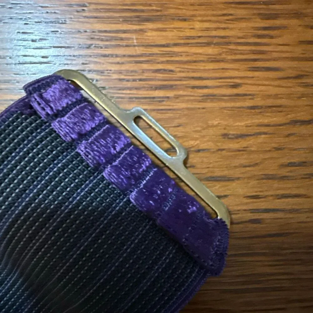 Vintage Purple Stretch‎ Belt Mother of Pearl Shell Buckle 80s Statement